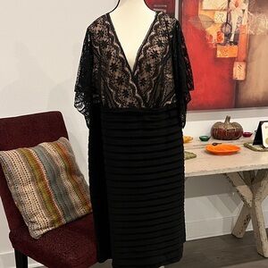 Adrianna Papell Black Lace Midi Dress